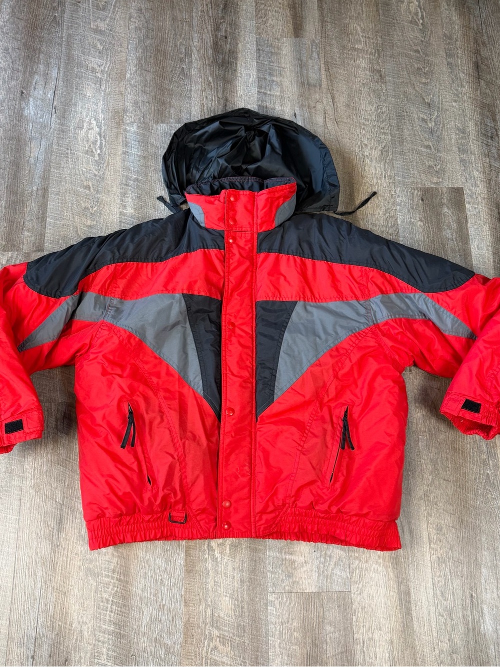 Vintage McGregor Colorblock Ski Jacket Red Black Gray Puffer Sz XL Gorpcore